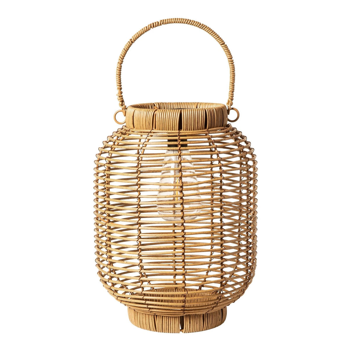 Solar Lantern with Bulb Ø22 x H30 cm - Light Brown