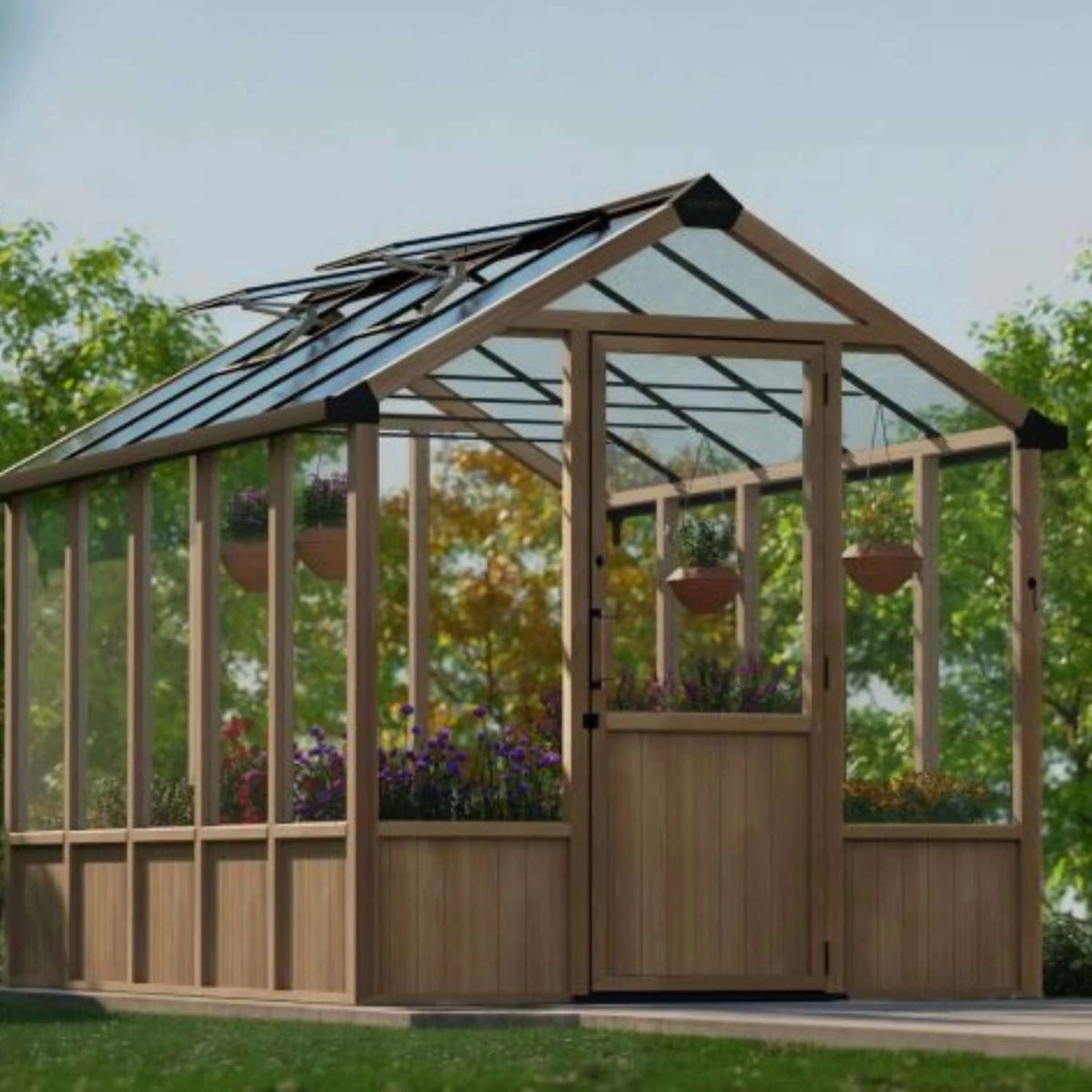 Greenhouse Kit Natura Cedar Wood 8 ft. x 22 ft. – Clear Panels