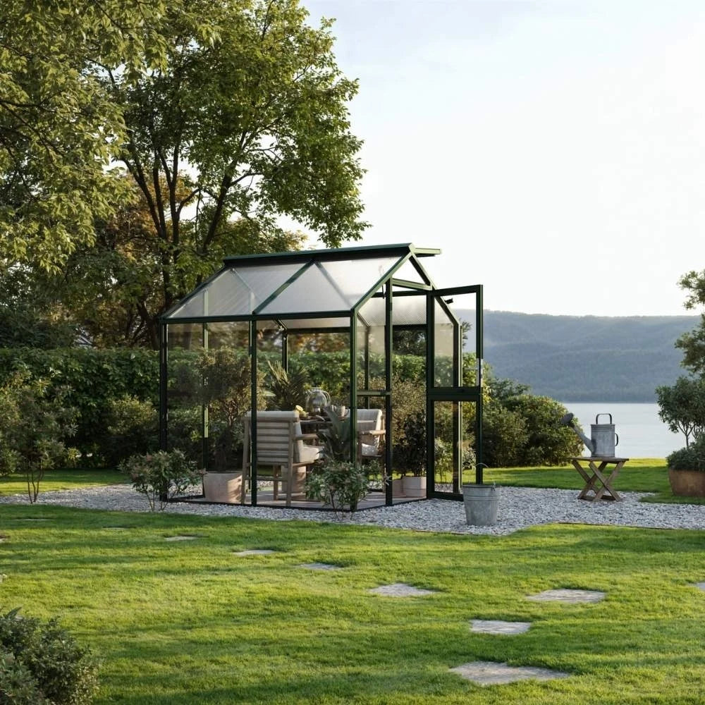 Greenhouse Galant II, 4 mm glass + polycarbonate, fir green