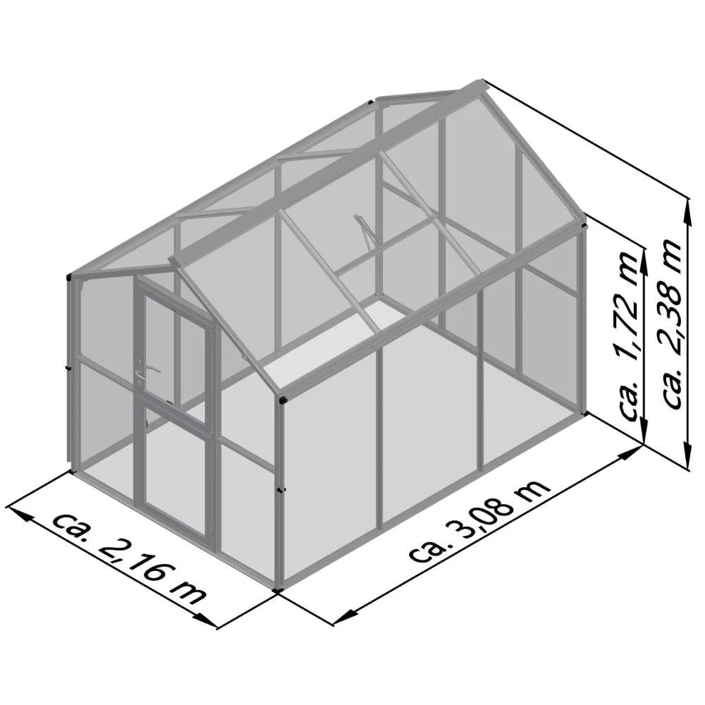 Greenhouse Galant III, only polycarbonate, fir green