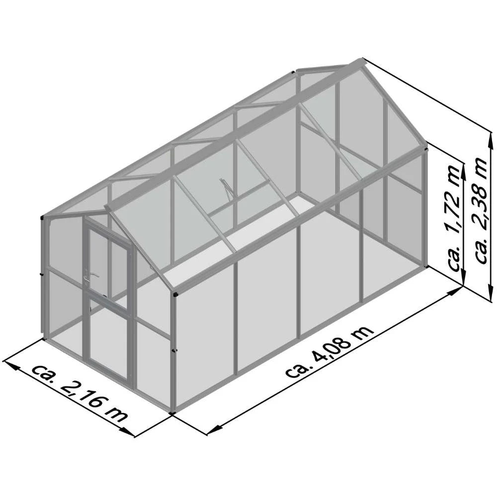 Greenhouse Galant IV, 4 mm glass + polycarbonate, anthracite-grey