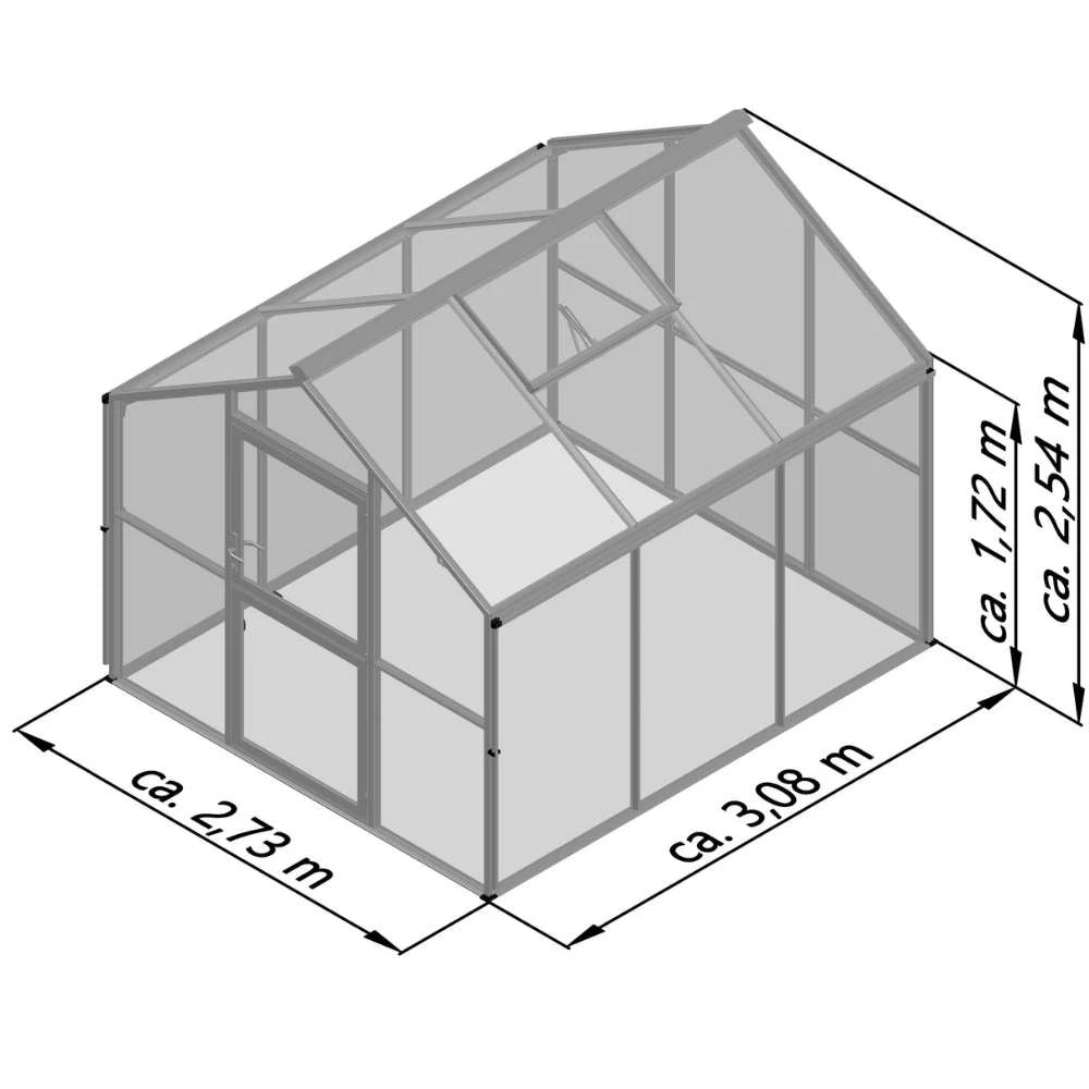 Greenhouse Novum III, only polycarbonate, fir green