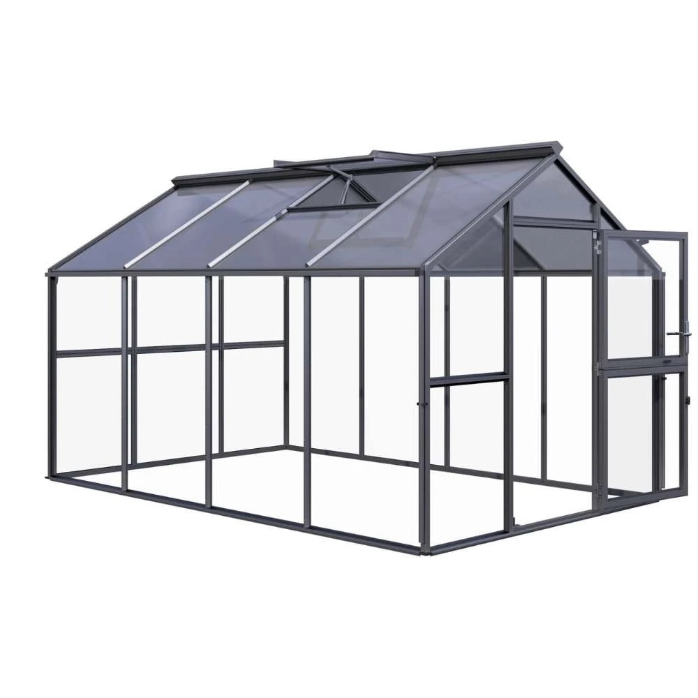 Greenhouse Novum IV, 4 mm glass + polycarbonate, anthracite-grey