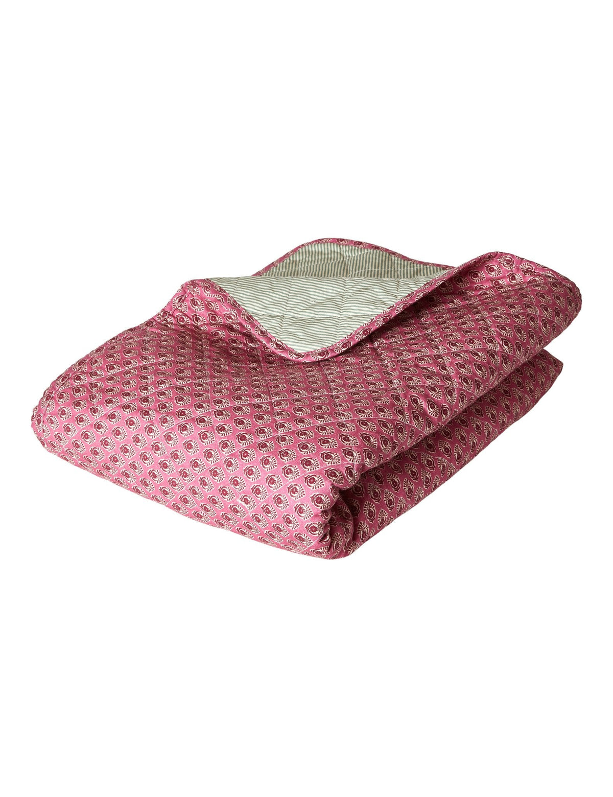 Picnic Blanket 130 x 170 cm - Pink Floral and Stripe
